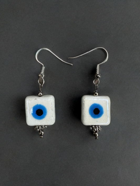 Evil Eye Square Earrings