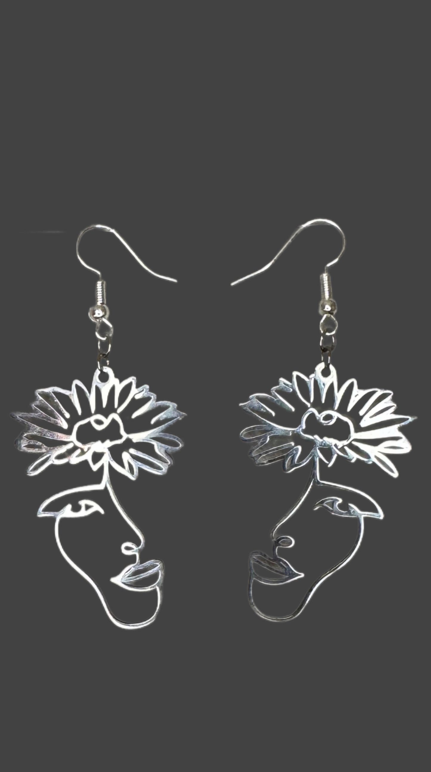 Floral Face Earrings