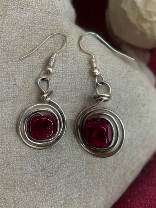 Jasper Swirl Wire Earrings