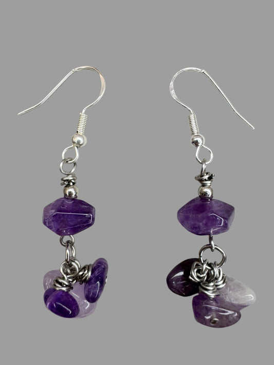 Amethyst Charm Drop Earrings