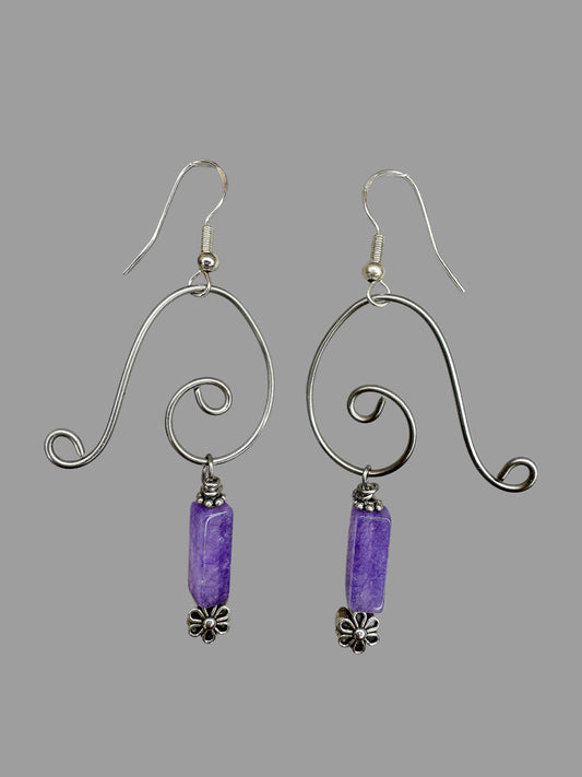 Spiral Amethyst Drop Earrings